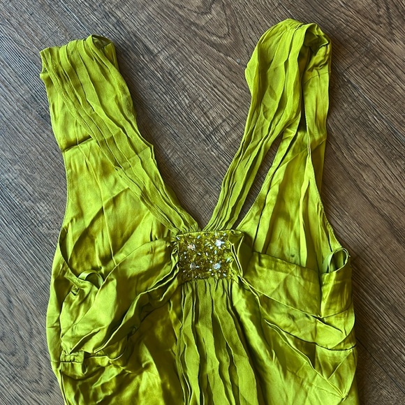 Arden B Silk Dress With Jewels Green Sz L - Picture 3 of 3